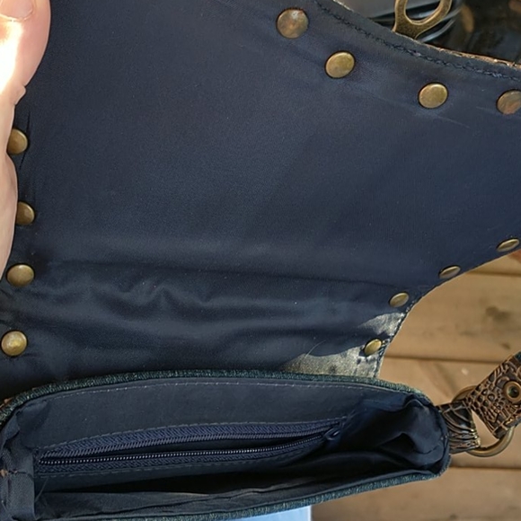Gorgeous little VINTAGE Denim & Leather Hand Bag - Picture 5 of 9
